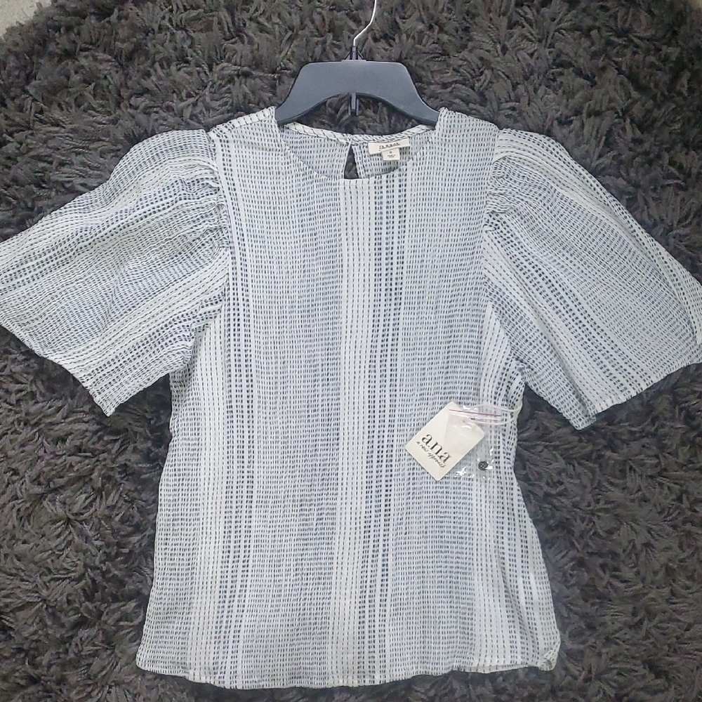 a.n.a Blue Textured Blouse